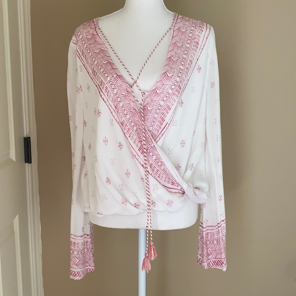 The Jetset Diaries Boho Red and White Blouse
